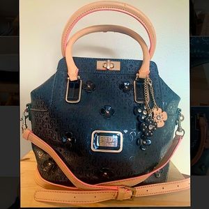 Guess Black Flower Crossbody Satchel